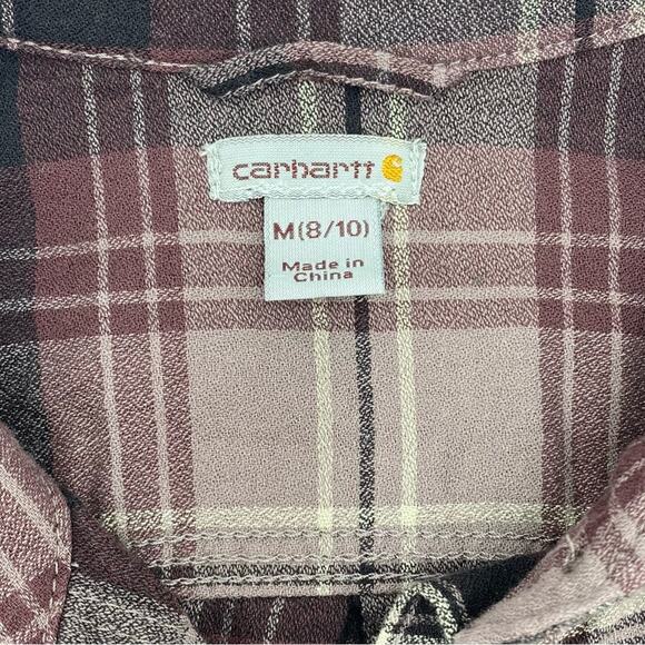 Carhartt Shirt Women’s Medium Fairview Western Plaid Purple & Brown Gorpcore - Picture 6 of 9